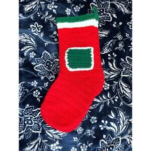 Vintage Handmade Crocheted Christmas Stocking